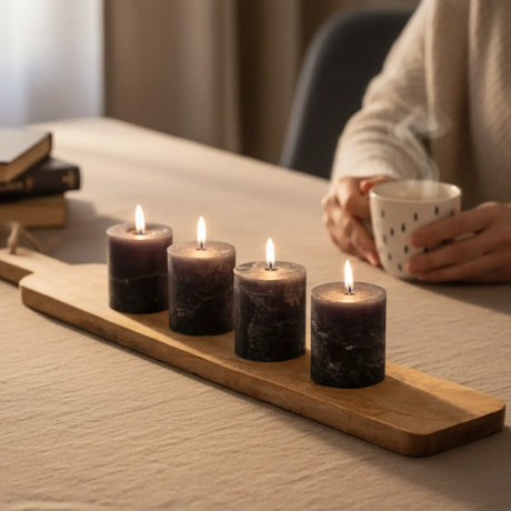 Holzbrett Meinposten 76 cm dekobrett mit kerzen