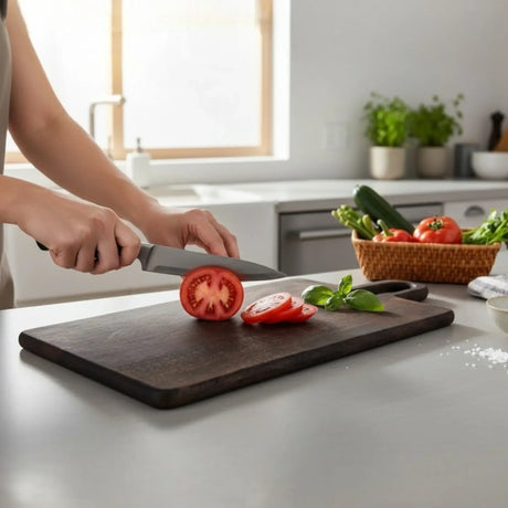 Holzbrett Schneidebrett Servierbrett braun 55x25 Dekobrett Kerzenbrett mit Griff Mangoholz - Serviertablett