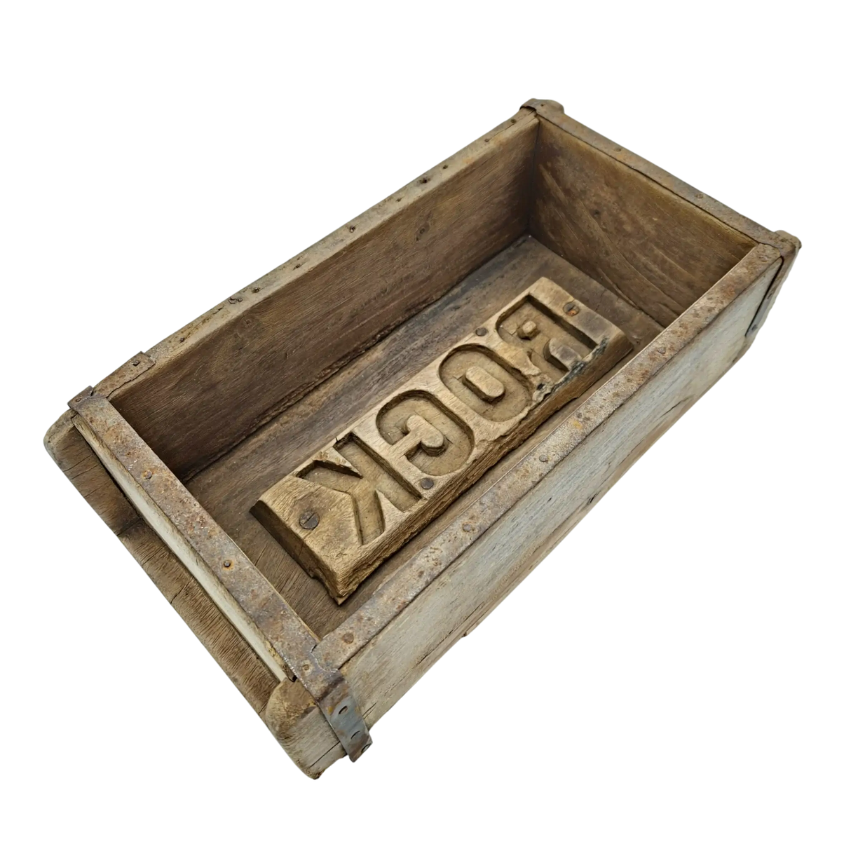 Holzkiste Ziegelform Ziegelsteinform Kiste recyceltes Holz Kasten 31 cm Original rustikal - Holzkiste