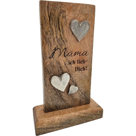 Holzschild MAMA Holztafel Geschenk Muttertag Mutter Schild Mangoholz Höhe 20 cm - Mama ich lieb dich - Holzschild