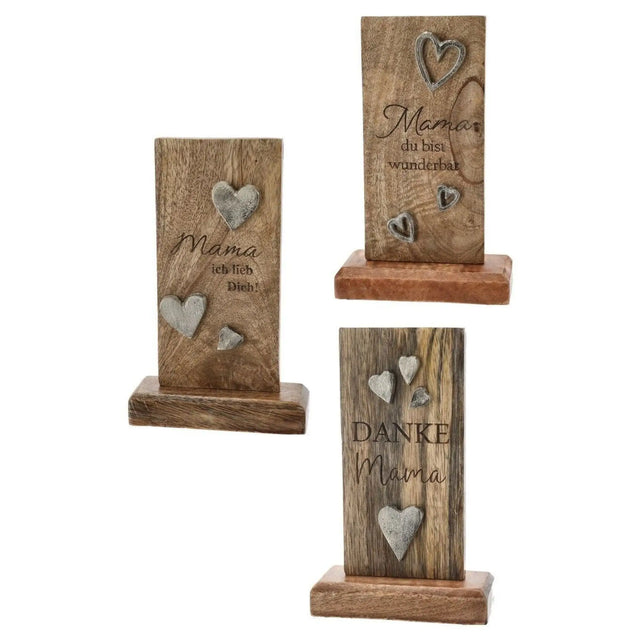 Holzschild MAMA Holztafel Geschenk Muttertag Mutter Schild Mangoholz Höhe 20 cm - Holzschild