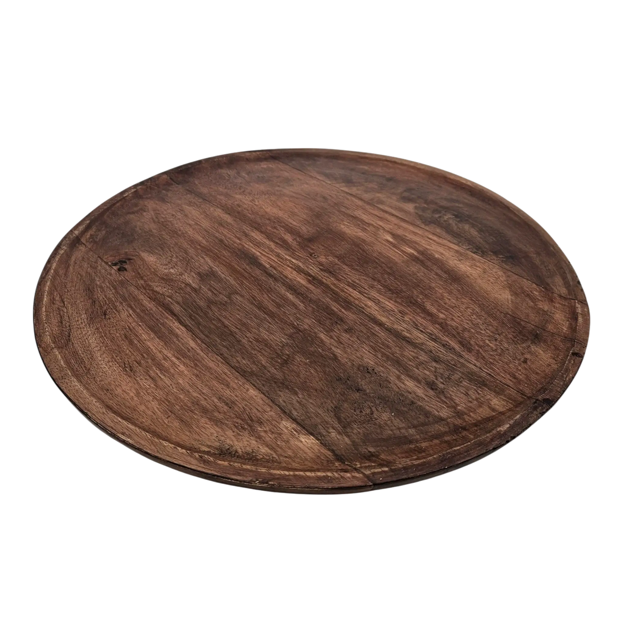 Holzteller Dekoteller rund hellbraun dunkelbraun 37 cm Kerzenteller Mangoholz - Braun - Dekoteller