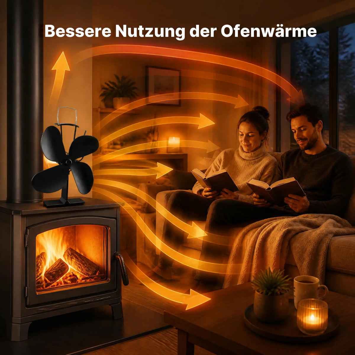 Kaminventilator mit 4 Flügeln – Wärmebetriebener Ofenventilator für bessere Wärmeverteilung - Ventilator