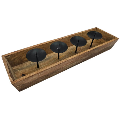 Kerzenhalter Kerzenständer Tablett Holz Mangoholz Advent Deko für 4 Kerzen 53 cm - Adventskranz