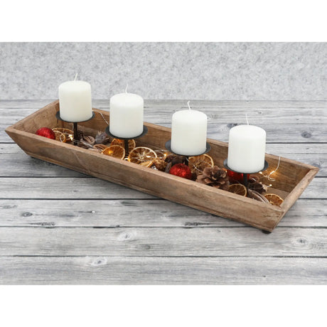 Kerzenhalter Kerzenständer Tablett Holz Mangoholz Advent Deko für 4 Kerzen 53 cm - Adventskranz