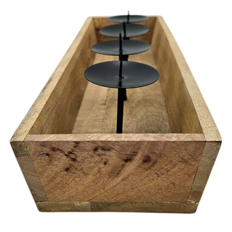 Kerzenhalter Kerzenständer Tablett Holz Mangoholz Advent Deko für 4 Kerzen 53 cm - Adventskranz