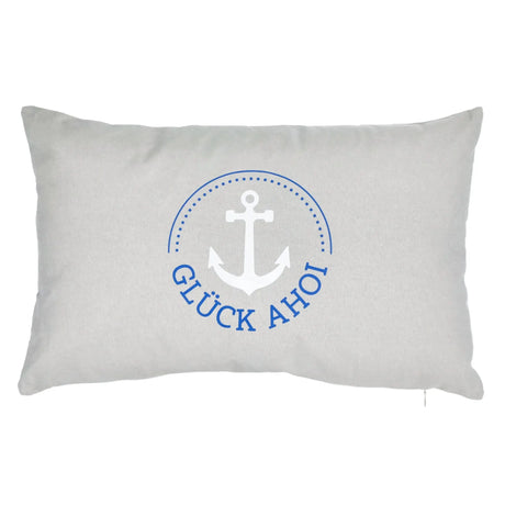 Kissen Dekokissen grau Maritim mit Füllung 47x28 cm Ahoi Hafen Zierkissen Boot Anker - Hellgrau - Dekokissen