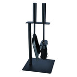 Kleines Kaminbesteck Schwarz – Platzsparendes Kaminzubehör mit Schaufel & Feger | Metall | 35 cm - Kaminbesteck