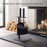 Kleines Kaminbesteck Schwarz – Platzsparendes Kaminzubehör mit Schaufel & Feger | Metall | 35 cm - Kaminbesteck