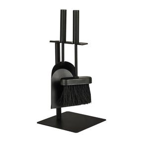 Kleines Kaminbesteck Schwarz – Platzsparendes Kaminzubehör mit Schaufel & Feger | Metall | 35 cm - Kaminbesteck