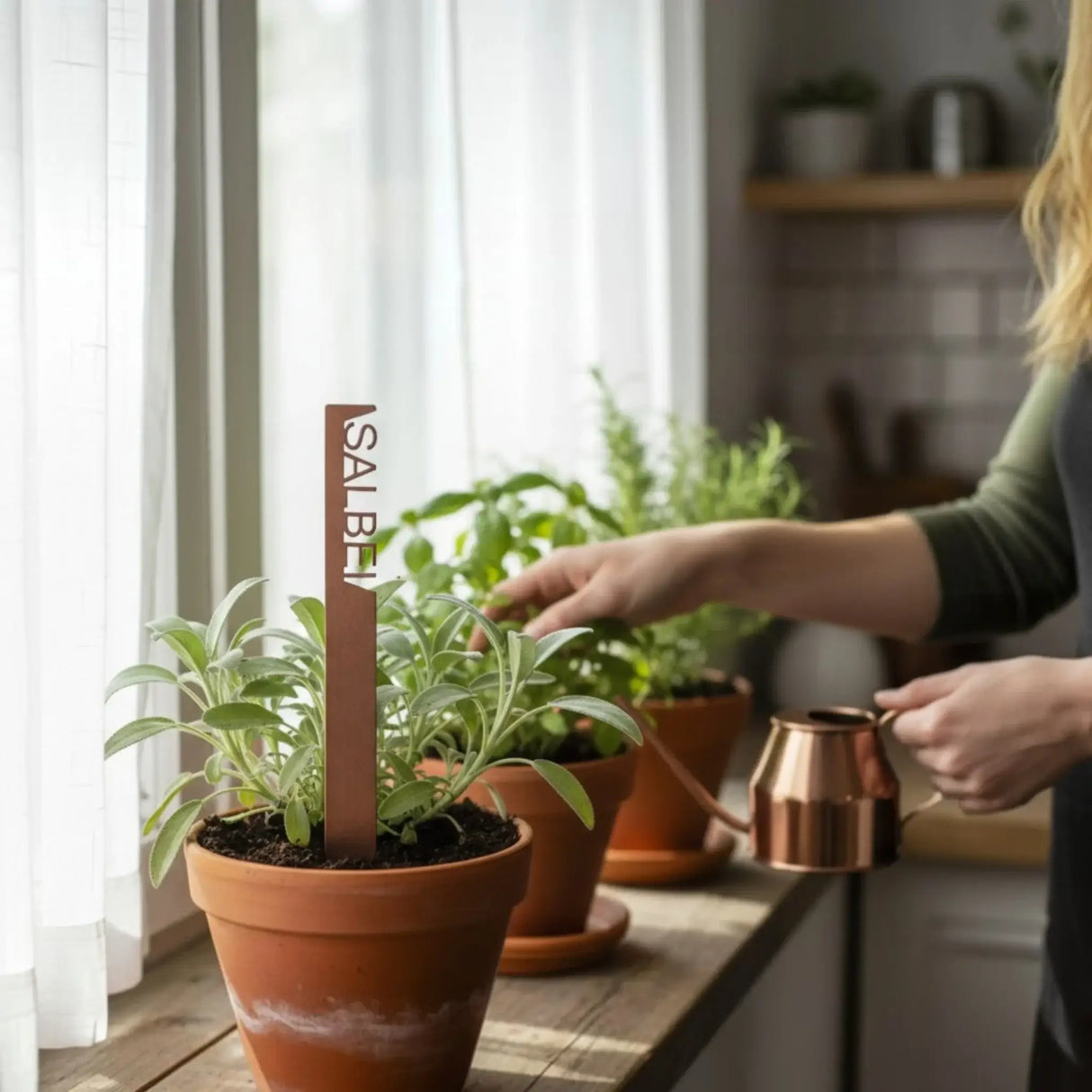 Kräuterschilder Stecker 8er Rost Optik Schild Gartenstecker Hochbeet Metall Kräuter 25 cm - Gartenstecker