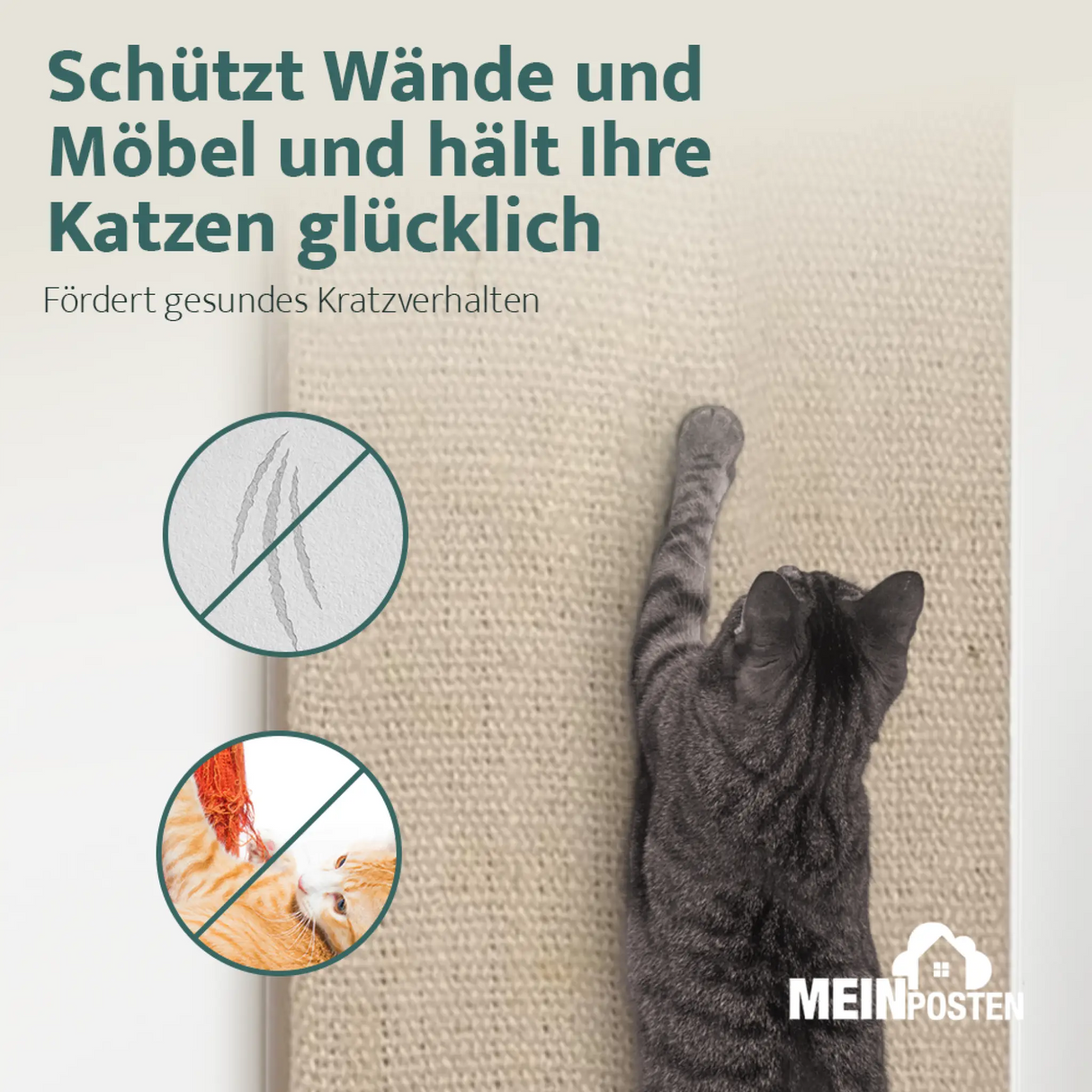Kratzbrett Kratzmatte für Wand 80x28 cm Eckkratzbrett Kratzbaum Katzen Katze Sisal - Katzenkratzbrett