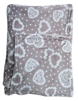 Kuscheldecke Decke Tagesdecke Herz 150x200 cm Creme Grau Beige Rot Wohndecke - Wohndecke