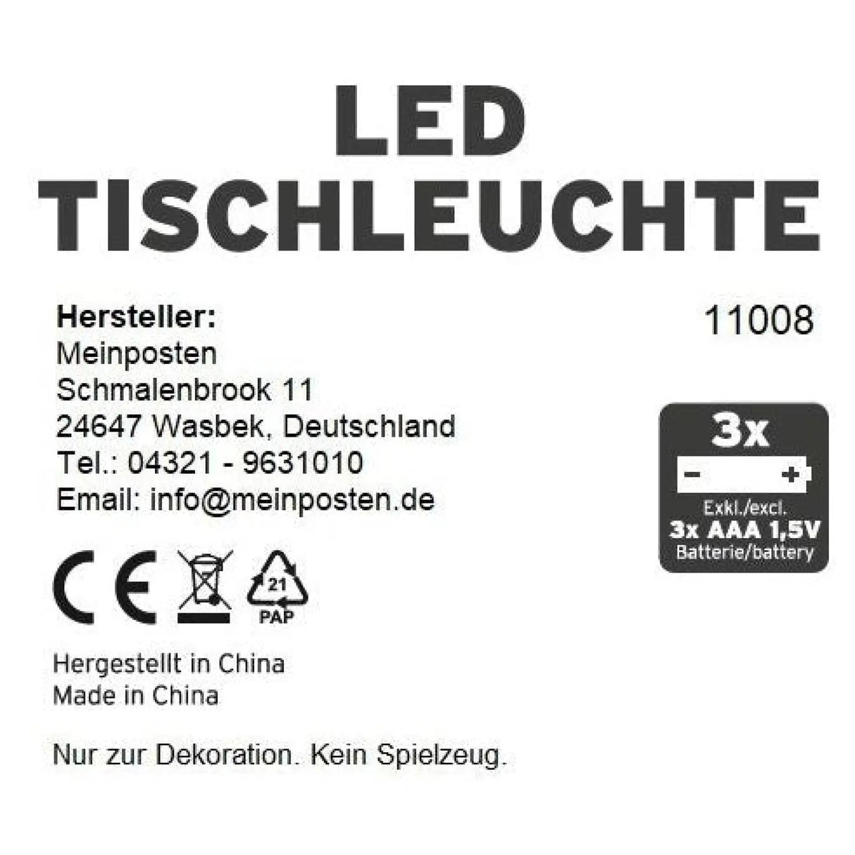 Lampe LED ohne Kabel Touch Tischleuchte Tischlampe Leuchte kabellos dimmbar - Lampe