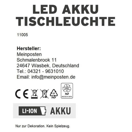 Lampe LED ohne Kabel Touch Tischleuchte Tischlampe Leuchte kabellos dimmbar - Lampe