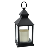 Laterne LED mit Timer batteriebetrieben flackerndes Licht Windlicht schwarz Deko - Laterne Windlicht