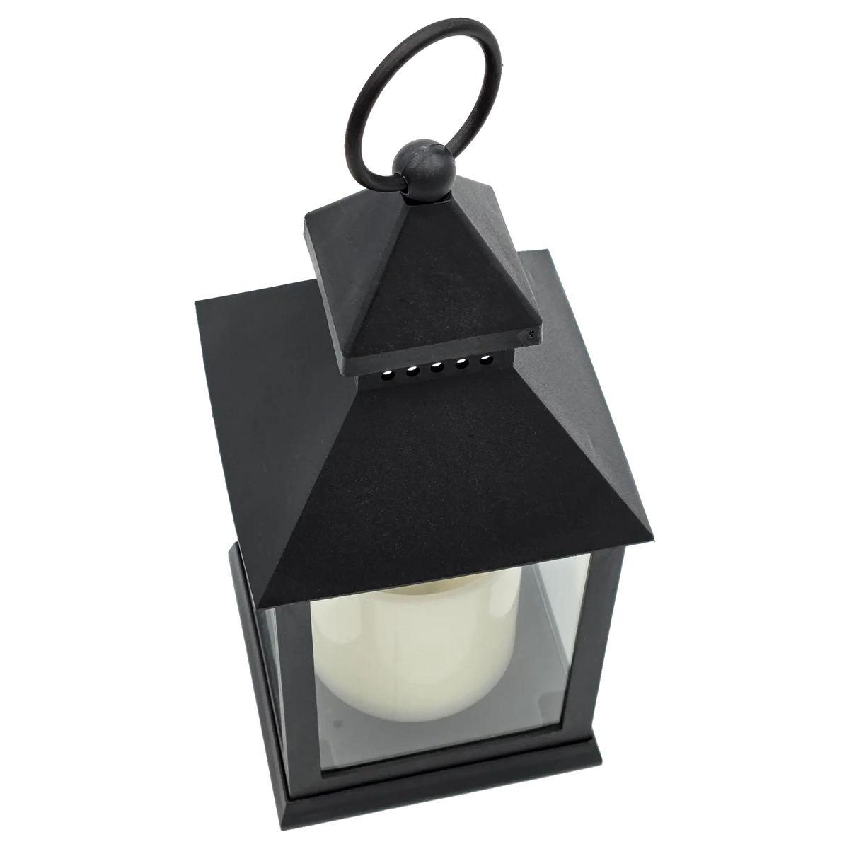 Laterne LED mit Timer batteriebetrieben flackerndes Licht Windlicht schwarz Deko - Laterne Windlicht