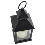 Laterne LED mit Timer batteriebetrieben flackerndes Licht Windlicht schwarz Deko - Laterne Windlicht