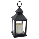 Laterne LED mit Timer batteriebetrieben flackerndes Licht Windlicht schwarz Deko - Laterne Windlicht