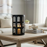 Laterne XXL Windlicht rund Haus schwarz weiß 40 cm Metall Kerzenhalter Industrial - Laterne Windlicht