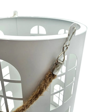 Laterne XXL Windlicht rund Haus schwarz weiß 40 cm Metall Kerzenhalter Industrial - Laterne Windlicht