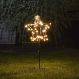 LED Gartenstecker Stern Weihnachtsbeleuchtung batteriebetrieben Timer warmweiß - Gartenstecker Stern