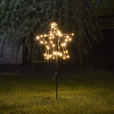 LED Gartenstecker Stern Weihnachtsbeleuchtung batteriebetrieben Timer warmweiß - Gartenstecker Stern