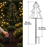 LED Gartenstecker Tannenbaum Weihnachtsbeleuchtung Beleuchtung Timer warmweiß 80 cm - LED Gartenstecker