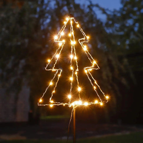 LED Gartenstecker Tannenbaum Weihnachtsbeleuchtung Beleuchtung Timer warmweiß - LED Gartenstecker