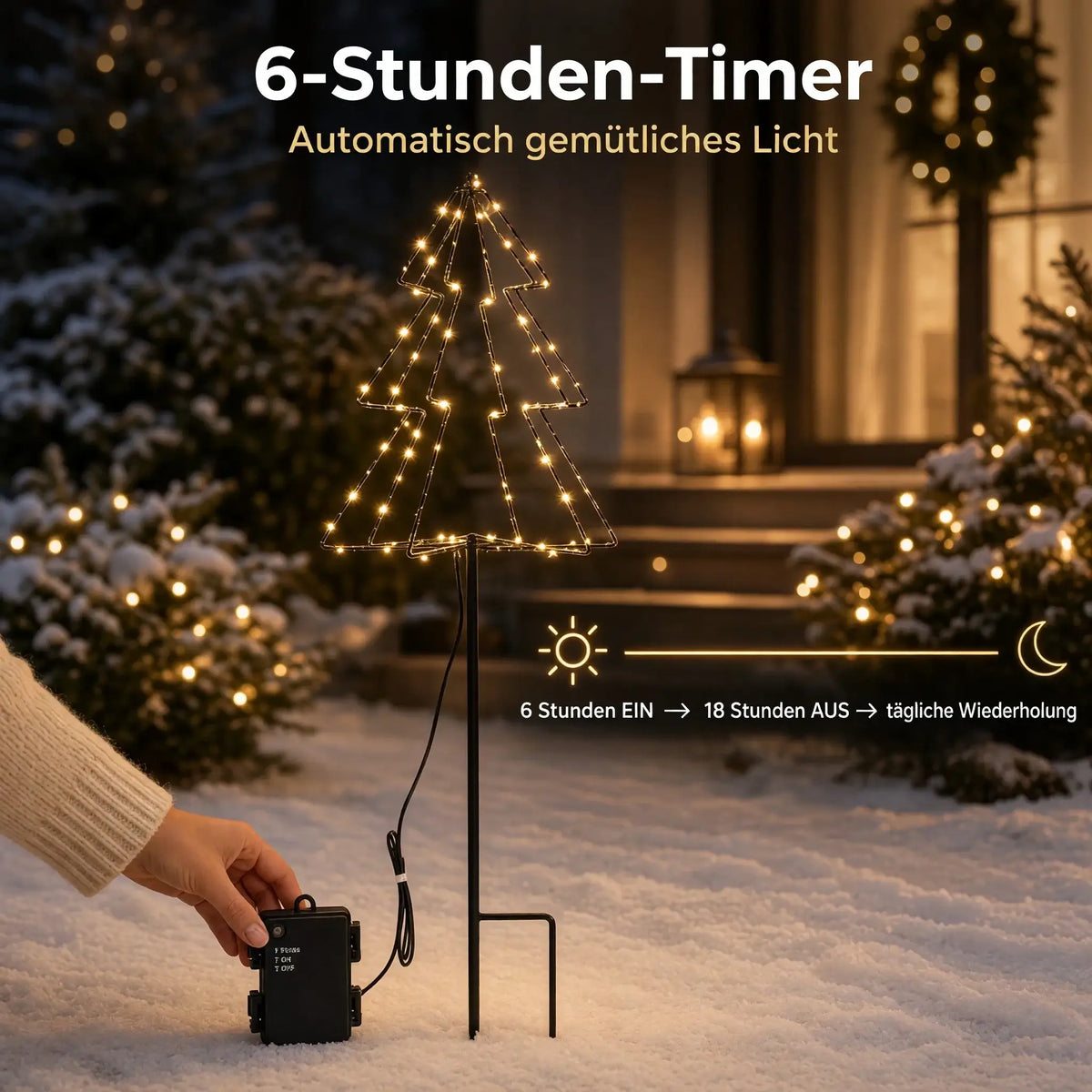 LED Gartenstecker Tannenbaum Weihnachtsbeleuchtung Beleuchtung Timer warmweiß 80 cm - LED Gartenstecker