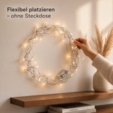 LED Weihnachtskranz 30 cm mit 40 LEDs & Timer – warmweiß batteriebetrieben - Weihnachtskranz