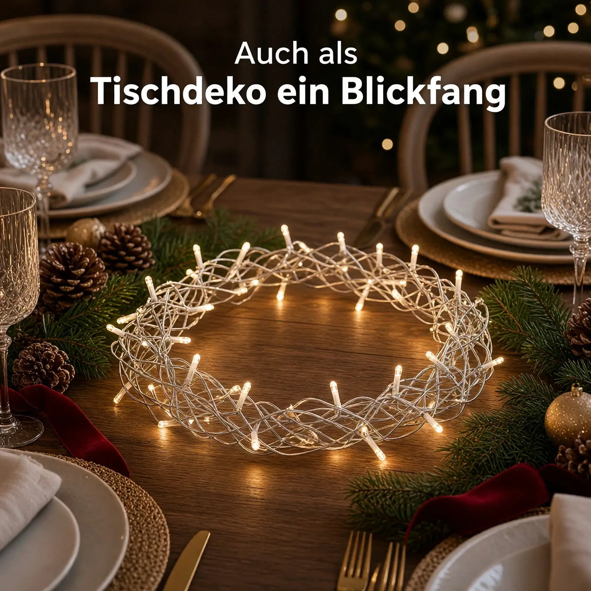 LED Weihnachtskranz 30 cm mit 40 LEDs & Timer – warmweiß batteriebetrieben - Weihnachtskranz