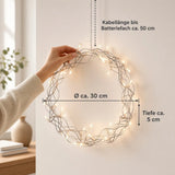 LED Weihnachtskranz 30 cm mit 40 LEDs & Timer – warmweiß batteriebetrieben - Weihnachtskranz