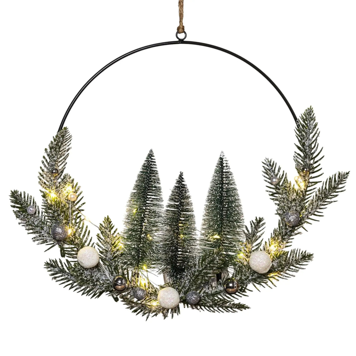 LED Weihnachtskranz Ø 30 cm mit 20 LEDs – warmweiß dekoriert batteriebetrieben - LED Türkranz