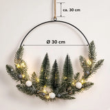 LED Weihnachtskranz Ø 30 cm mit 20 LEDs – warmweiß dekoriert batteriebetrieben - LED Türkranz