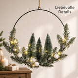 LED Weihnachtskranz Ø 30 cm mit 20 LEDs – warmweiß dekoriert batteriebetrieben - LED Türkranz