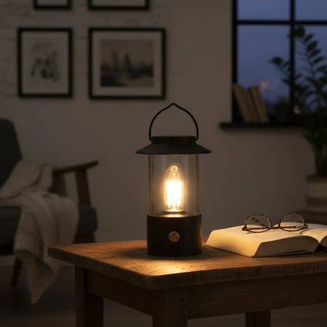 Leuchte Lampe Campinglampe stufenlos Dimmbar LED schwarz Laterne AKKU USB - Leuchte Touch