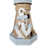 Leuchtturm beleuchtet Holz LED Deko Dekoration Maritim Anker Strand Meer H 24 cm - Leuchtturm