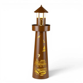 Leuchtturm LED Rostoptik Pflanzturm Pflanzschale Maritim Gartenbeleuchtung 80x20 cm - Leuchtturm