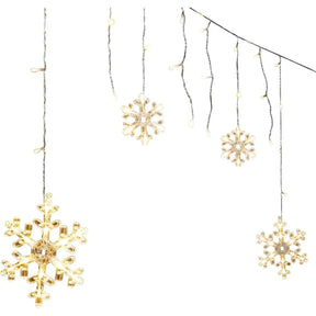 Lichterkette Lichtervorhang Schneeflocke LED Batterie Timer 210 cm Innen - außen - Lichterkette LED