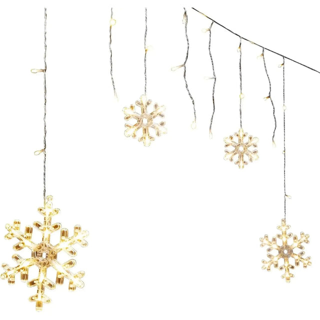 Lichterkette Lichtervorhang Schneeflocke LED Batterie Timer 210 cm Innen - außen - Lichterkette LED