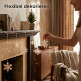 Lichterkette Lichtervorhang Schneeflocke LED Batterie Timer 210 cm Innen - außen - Lichterkette LED