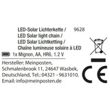 Lichterkette Solarlichterkette Solar Gartenbeleuchtung Balkon Deko LED warmweiß - Solarlichterkette