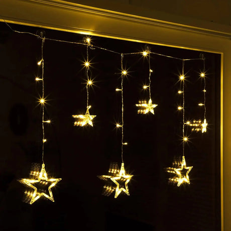 Lichterkette Sternenvorhang LED warmweiß Lichtervorhang 100x80cm Batterie Timer - Lichterkette LED