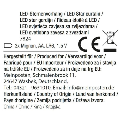 Lichterkette Sternenvorhang LED warmweiß Lichtervorhang 100x80cm Batterie Timer - Lichterkette LED