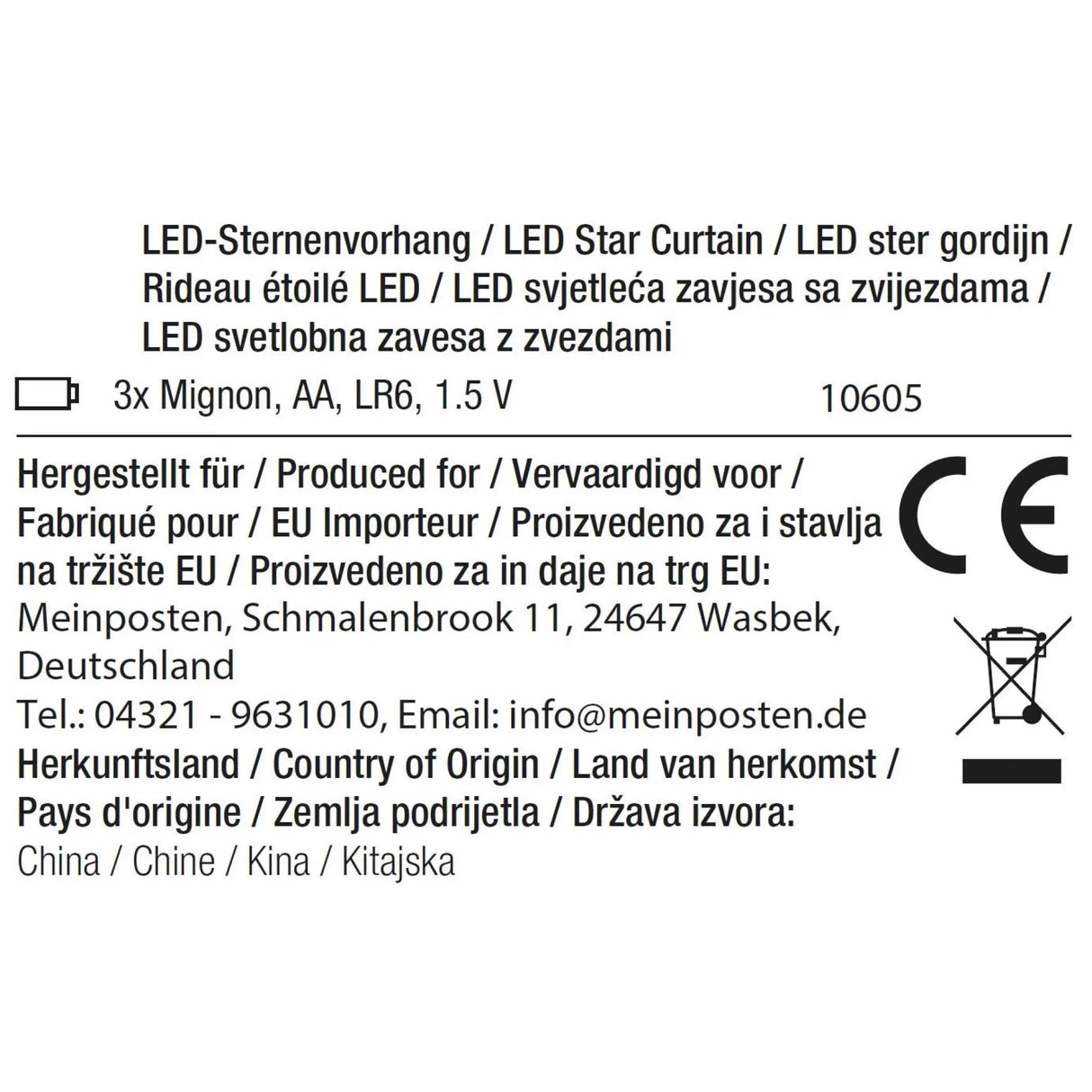 Lichterkette Sternenvorhang LED warmweiß Lichtervorhang 80x60cm Batterie Timer - Lichterkette LED