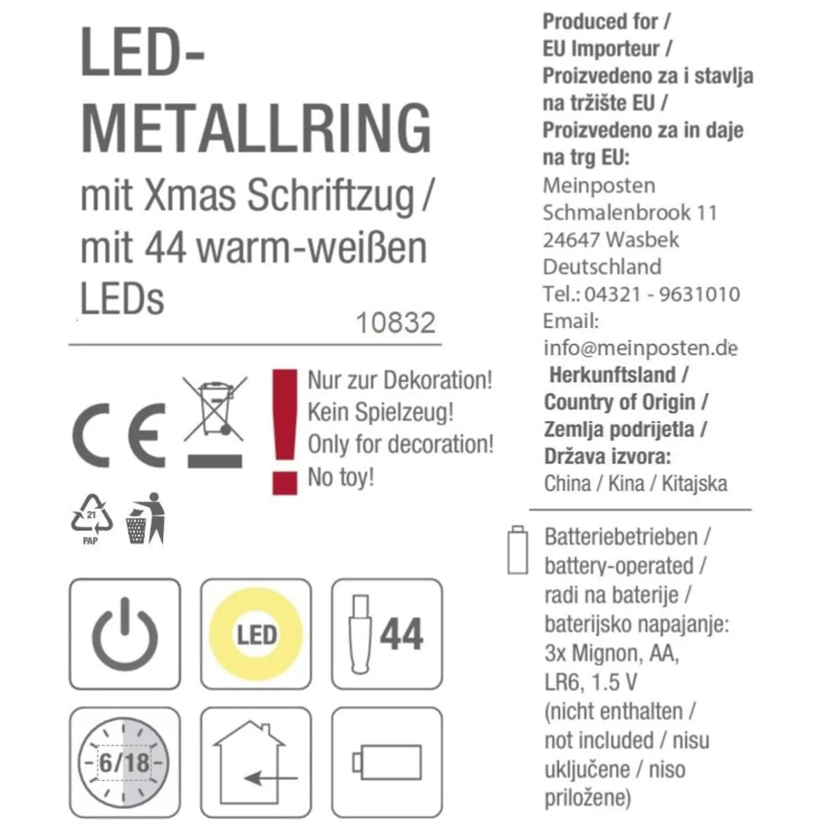 Lichterkranz Weihnachtsbeleuchtung LED warmweiß Weihnachtsdeko Ring Kranz Ø 30 cm B-WARE - LED Türkranz
