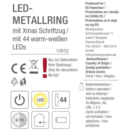 Lichterkranz Weihnachtsbeleuchtung LED warmweiß Weihnachtsdeko Ring Kranz Ø 30 cm B-WARE - LED Türkranz