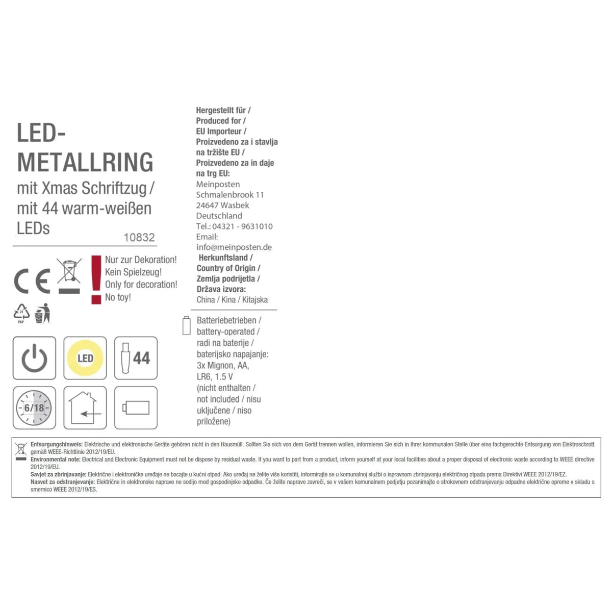 Lichterkranz Weihnachtsbeleuchtung LED warmweiß Weihnachtsdeko Ring Kranz Ø 30 cm B-WARE - LED Türkranz