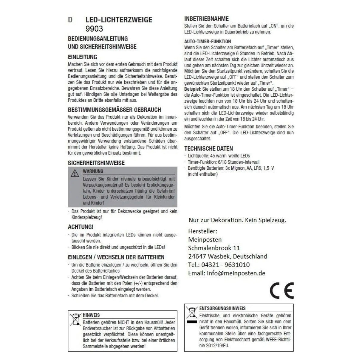 Lichterzweige LED warmweiß Weide Lichterkette Lichterzweig Timer Höhe 100 cm - Lichterzweig LED